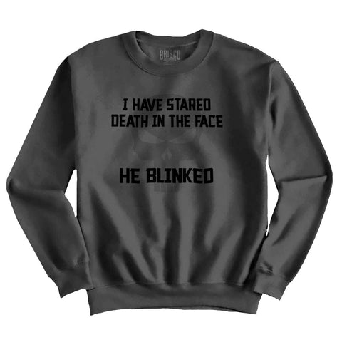 Charcoal|He Blinked Crewneck Sweatshirt|Tactical Tees