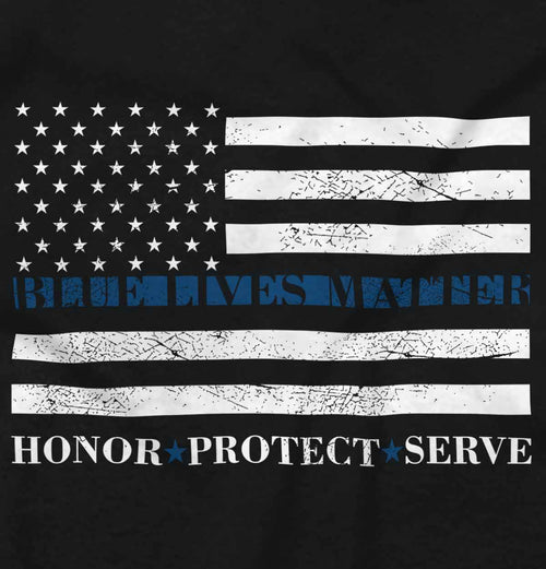 Black2|Blue Lives Matter Honor Junior Fit V-Neck T-Shirt|Tactical Tees