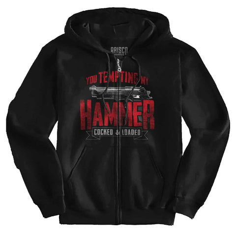 Black|You Tempting My Hammer Zip Hoodie|Tactical Tees