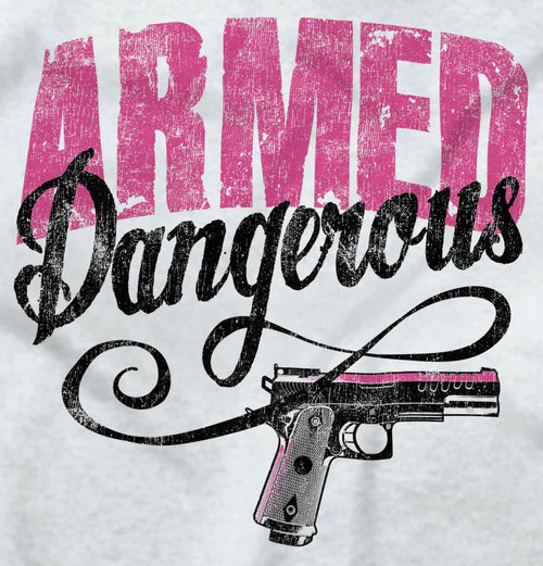 White2|Armed & Dangerous Junior Fit V-Neck T-Shirt|Tactical Tees