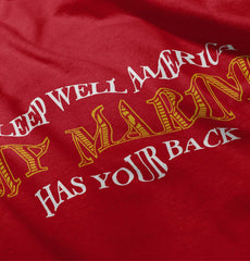 CherryRed|This Marine Has Your Back Junior Fit V-Neck T-Shirt|Tactical Tees