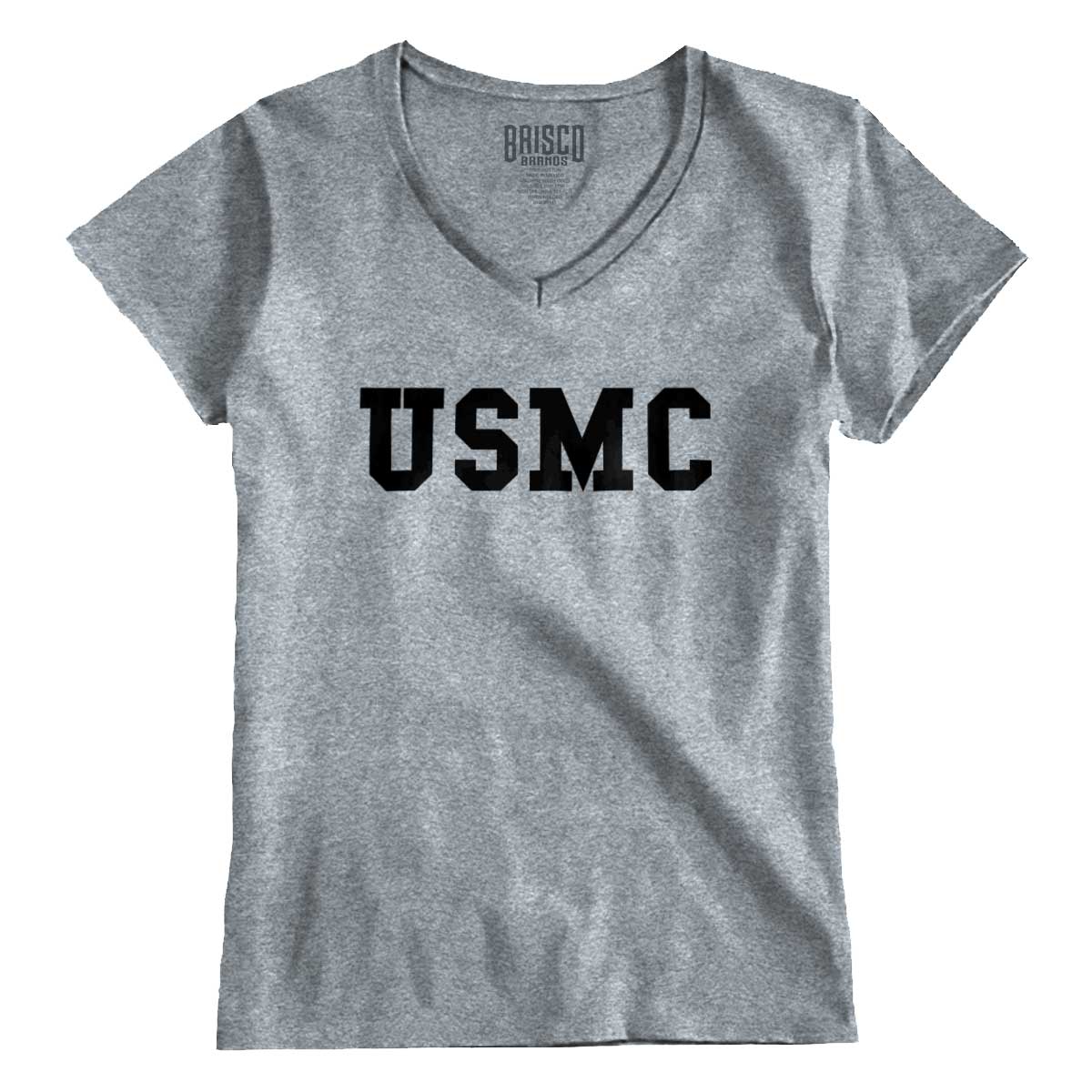 SportGrey1|USMC Logo Junior Fitted V-Neck T-Shirt|Tactical Tees