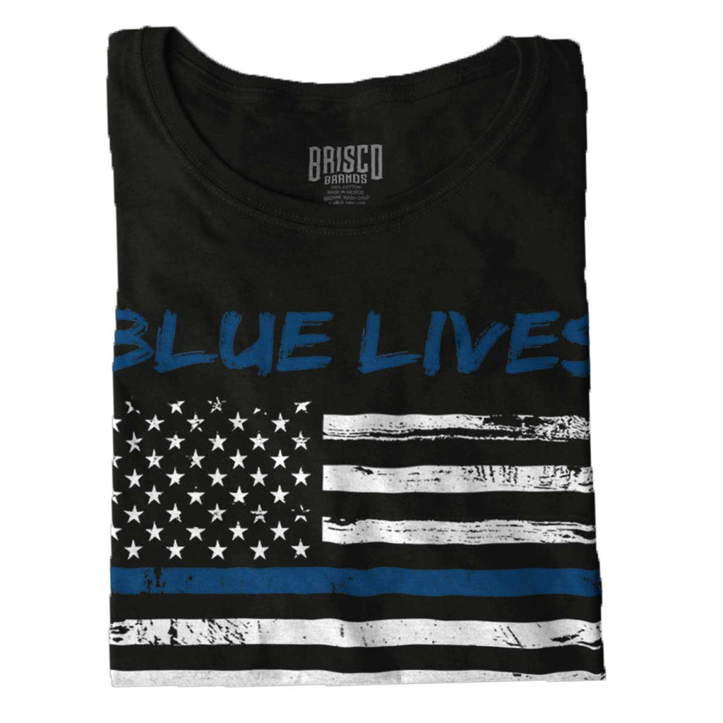 Black|Blue Lives Matter Horizontal Ladies T-Shirt|Tactical Tees