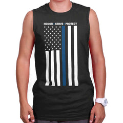 Black|Blue Lives Matter Vertical Sleeveless T-Shirt|Tactical Tees