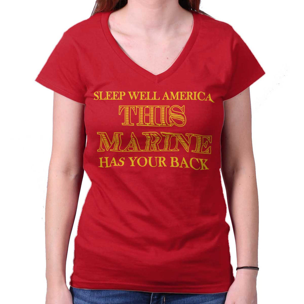 CherryRed|This Marine Junior Fit V-Neck T-Shirt|Tactical Tees