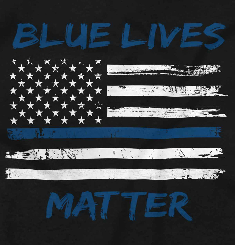 Black2|Blue Lives Matter Horizontal V-Neck T-Shirt|Tactical Tees