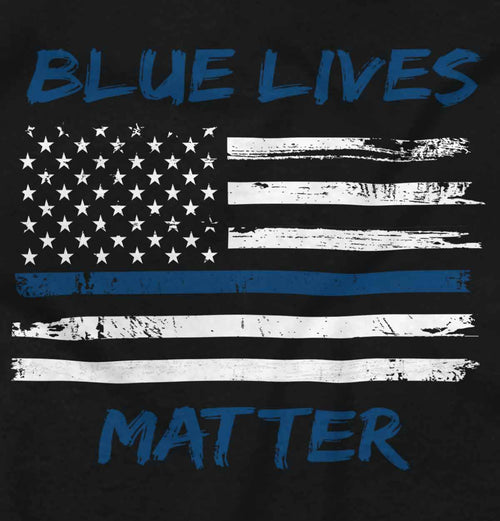 Black2|Blue Lives Matter Horizontal V-Neck T-Shirt|Tactical Tees