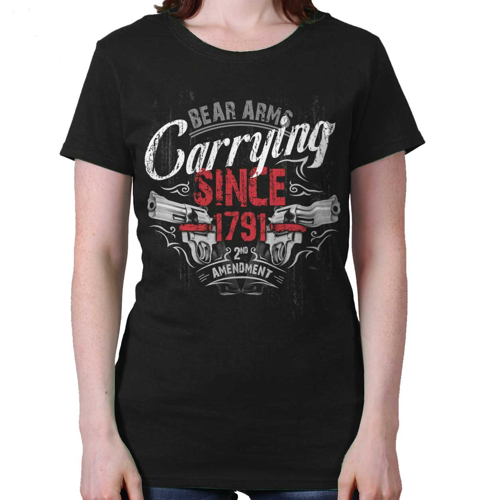 Black|Carrying Since Ladies T-Shirt|Tactical Tees