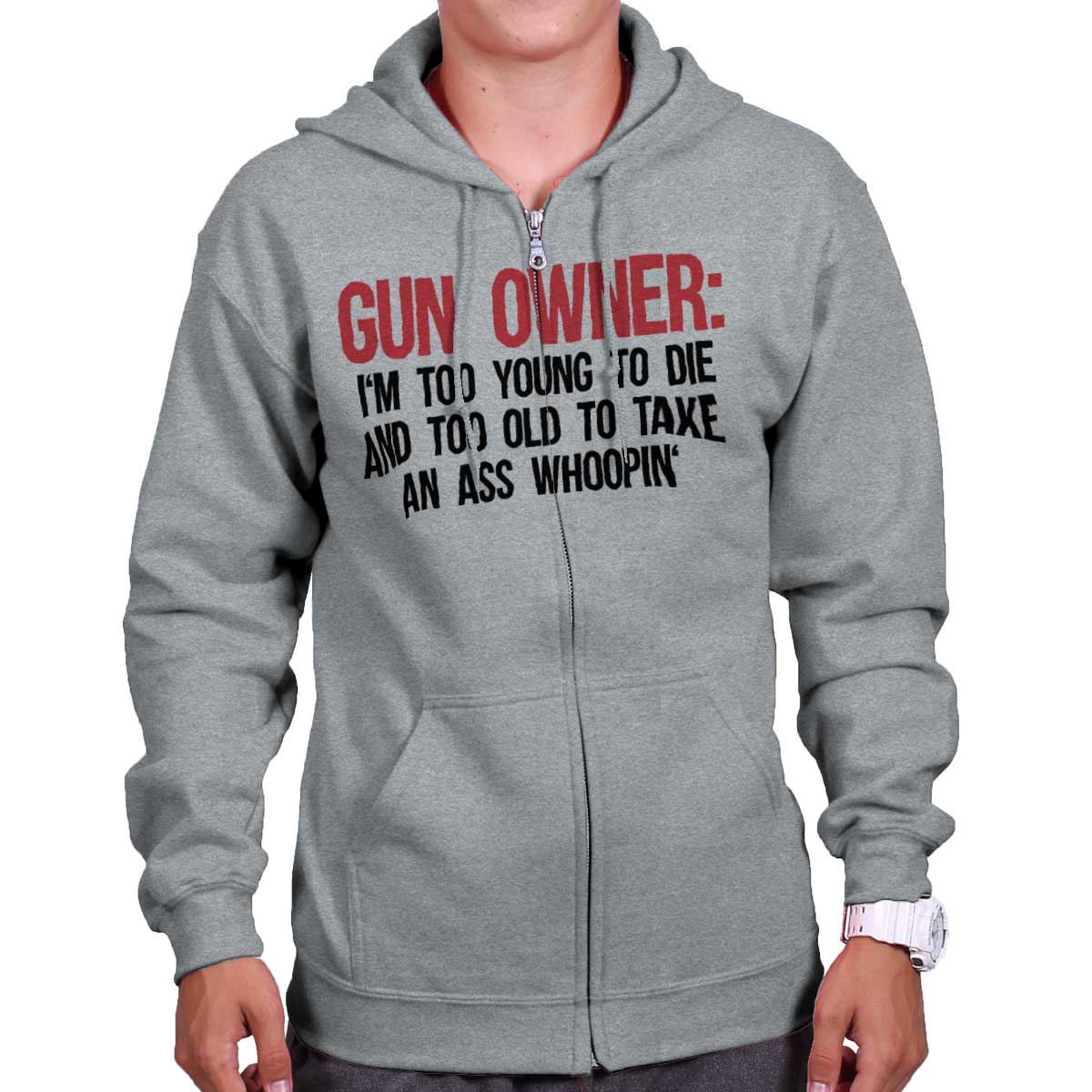 SportGrey|Gun Owner Too Young Zip Hoodie|Tactical Tees
