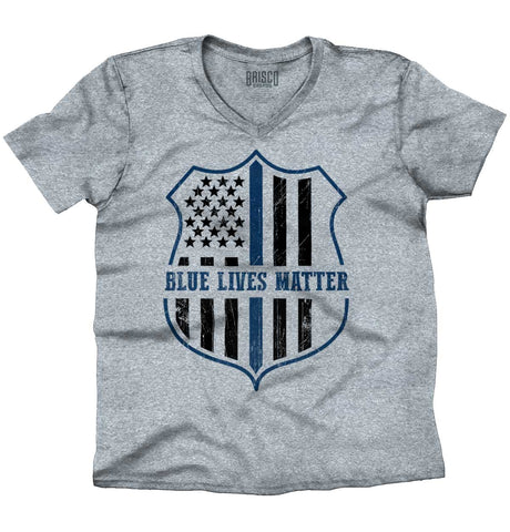 SportGrey|Blue Lives Matter Flag V-Neck T-Shirt|Tactical Tees