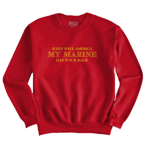 CherryRed|This Marine Has Your Back Crewneck Sweatshirt|Tactical Tees