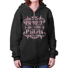 Black|Pamper Me With Pistols Zip Hoodie|Tactical Tees