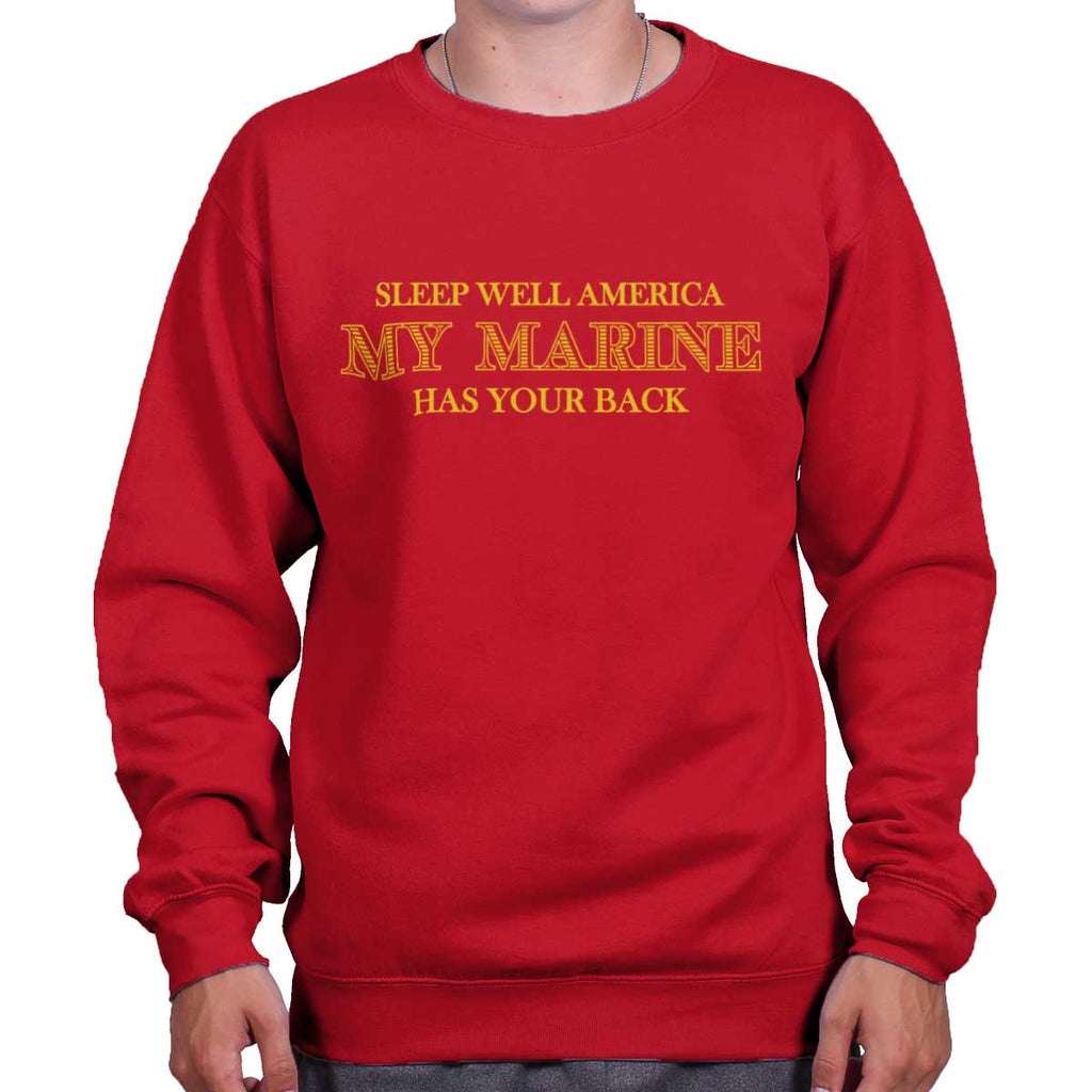 CherryRed|This Marine Has Your Back Crewneck Sweatshirt|Tactical Tees