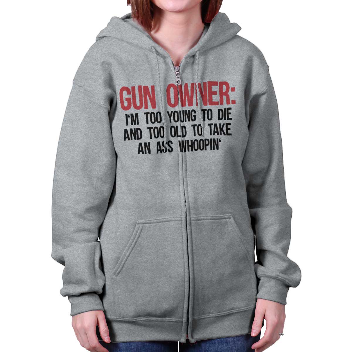 SportGrey|Gun Owner Too Young Zip Hoodie|Tactical Tees