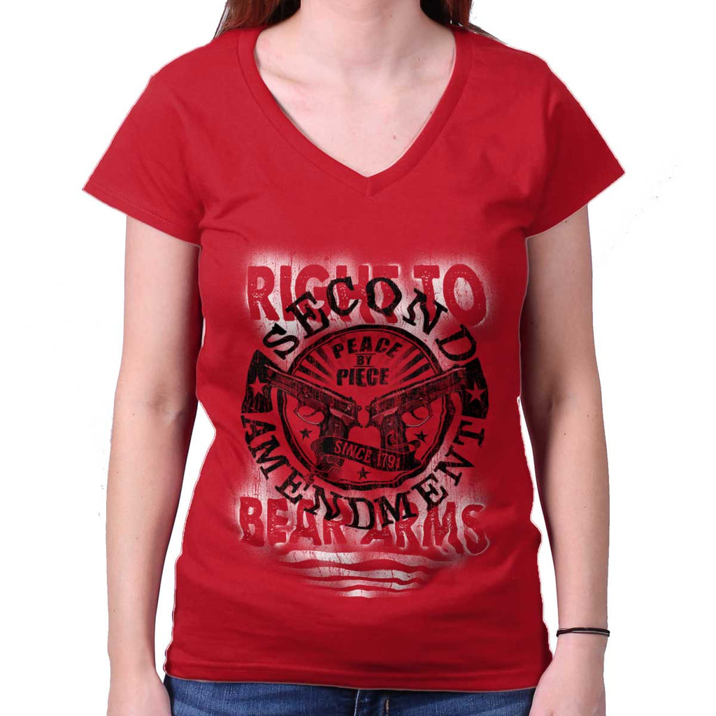 CherryRed|Right To Bear Arms  AMaledMalet Junior Fit V-Neck T-Shirt|Tactical Tees