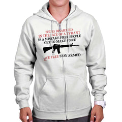 White|Live Free Stay Armed Zip Hoodie|Tactical Tees