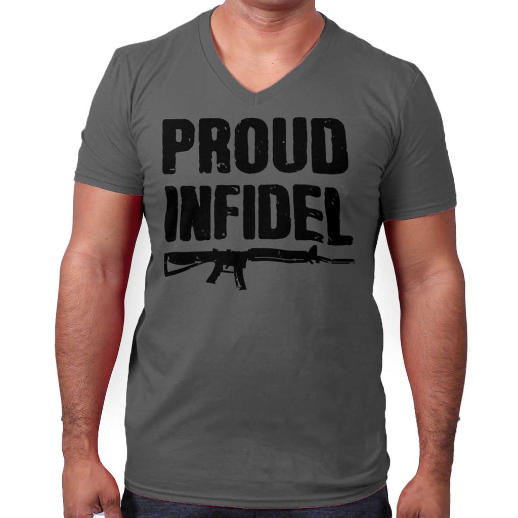 Charcoal|Proud Infidel V-Neck T-Shirt|Tactical Tees