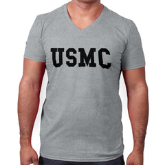 SportGrey|USMC Logo V-Neck T-Shirt|Tactical Tees