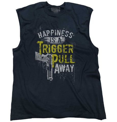 Navy|Happiness is A Trigger Pull Away Sleeveless T-Shirt|Tactical Tees