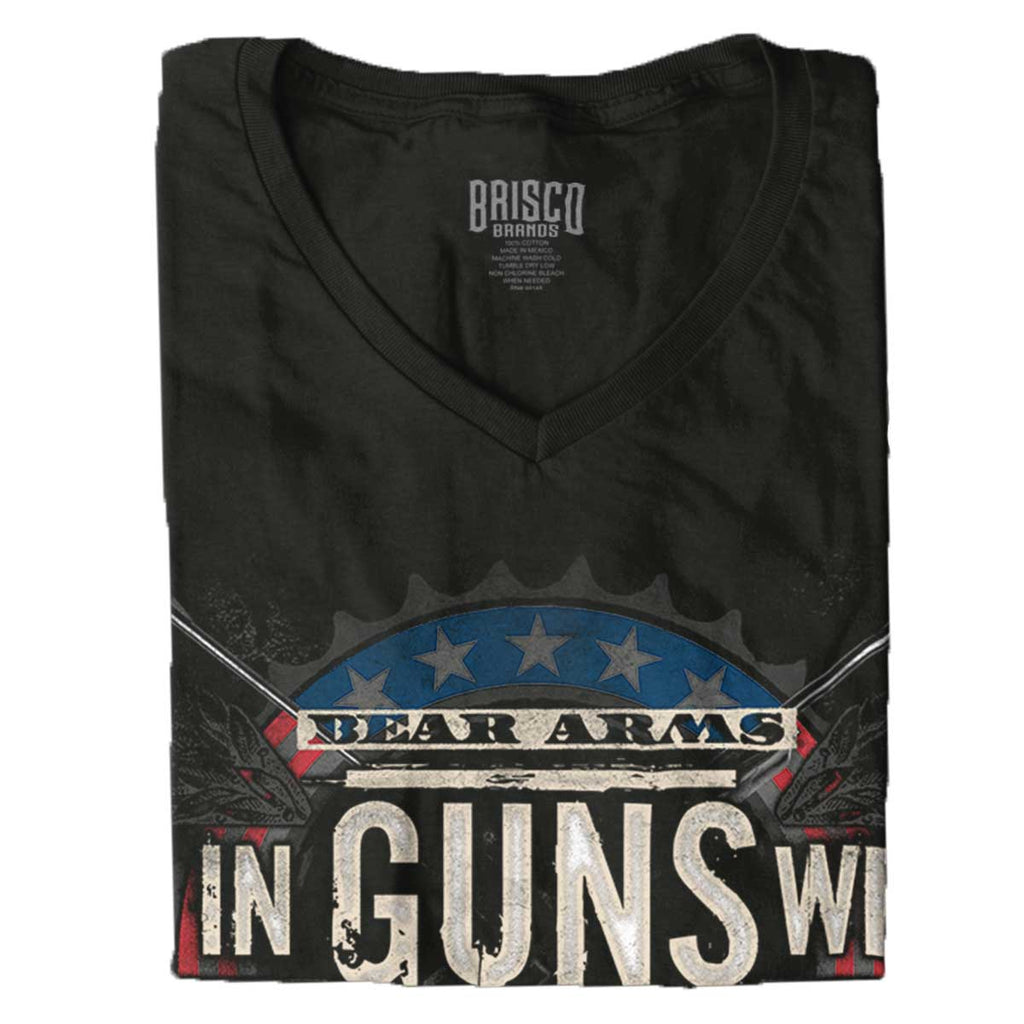 Black|In Guns We Trust Junior Fit V-Neck T-Shirt|Tactical Tees