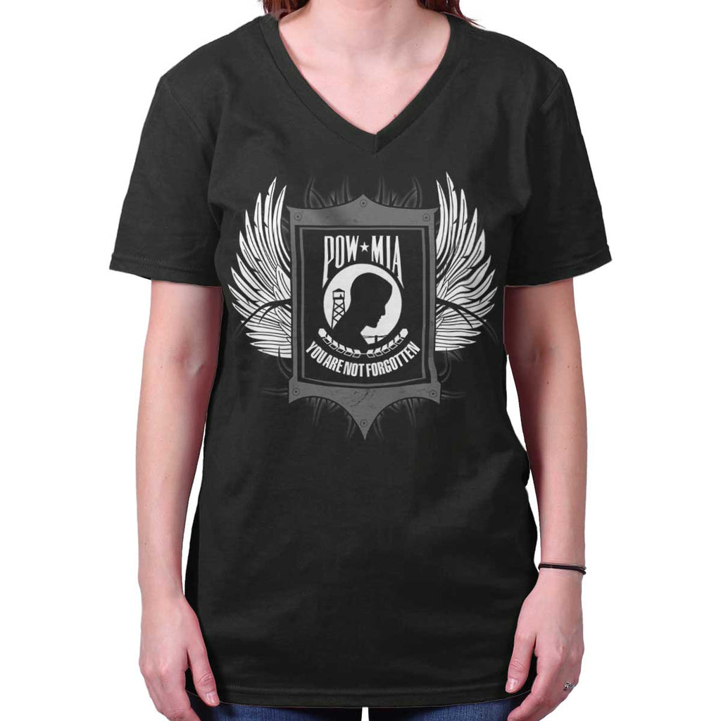 Black|POW MIA You Are Not Forgotten V-Neck T-Shirt|Tactical Tees