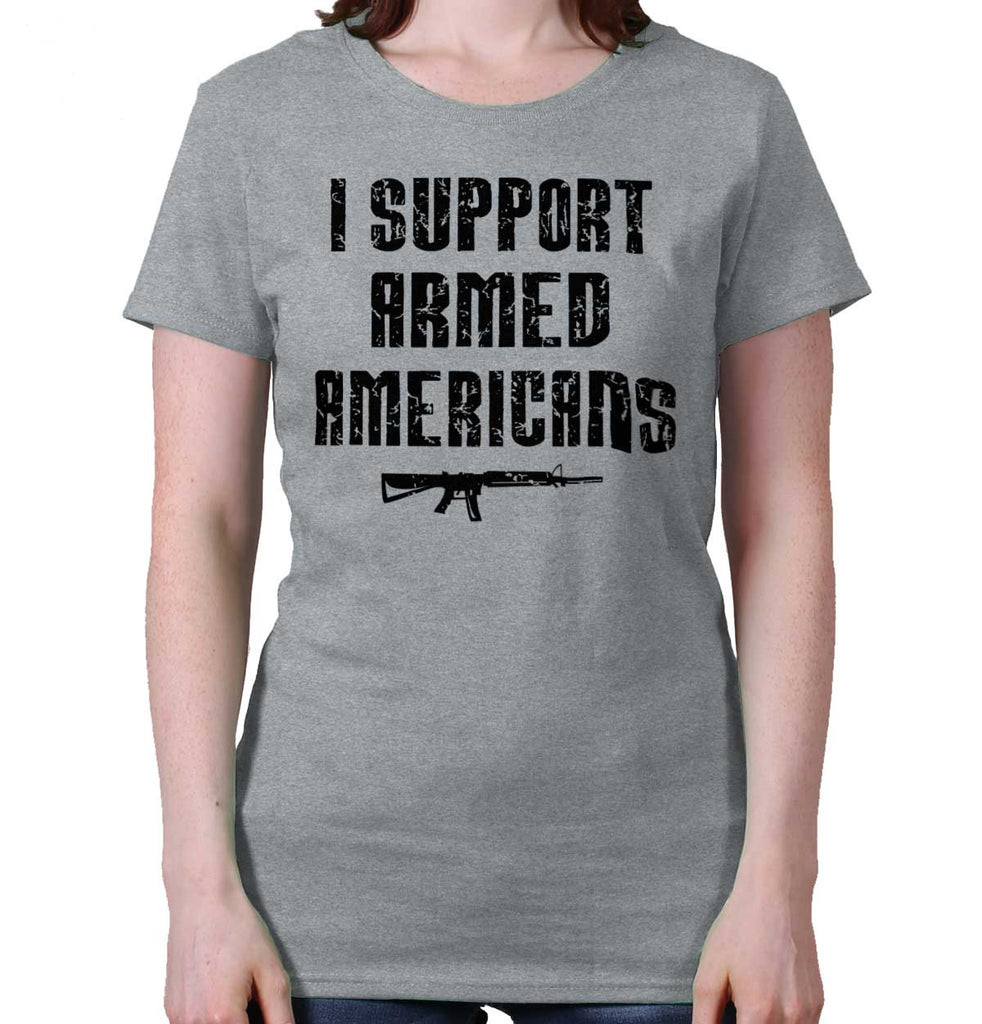 SportGrey|Support Armed Americans Ladies T-Shirt|Tactical Tees