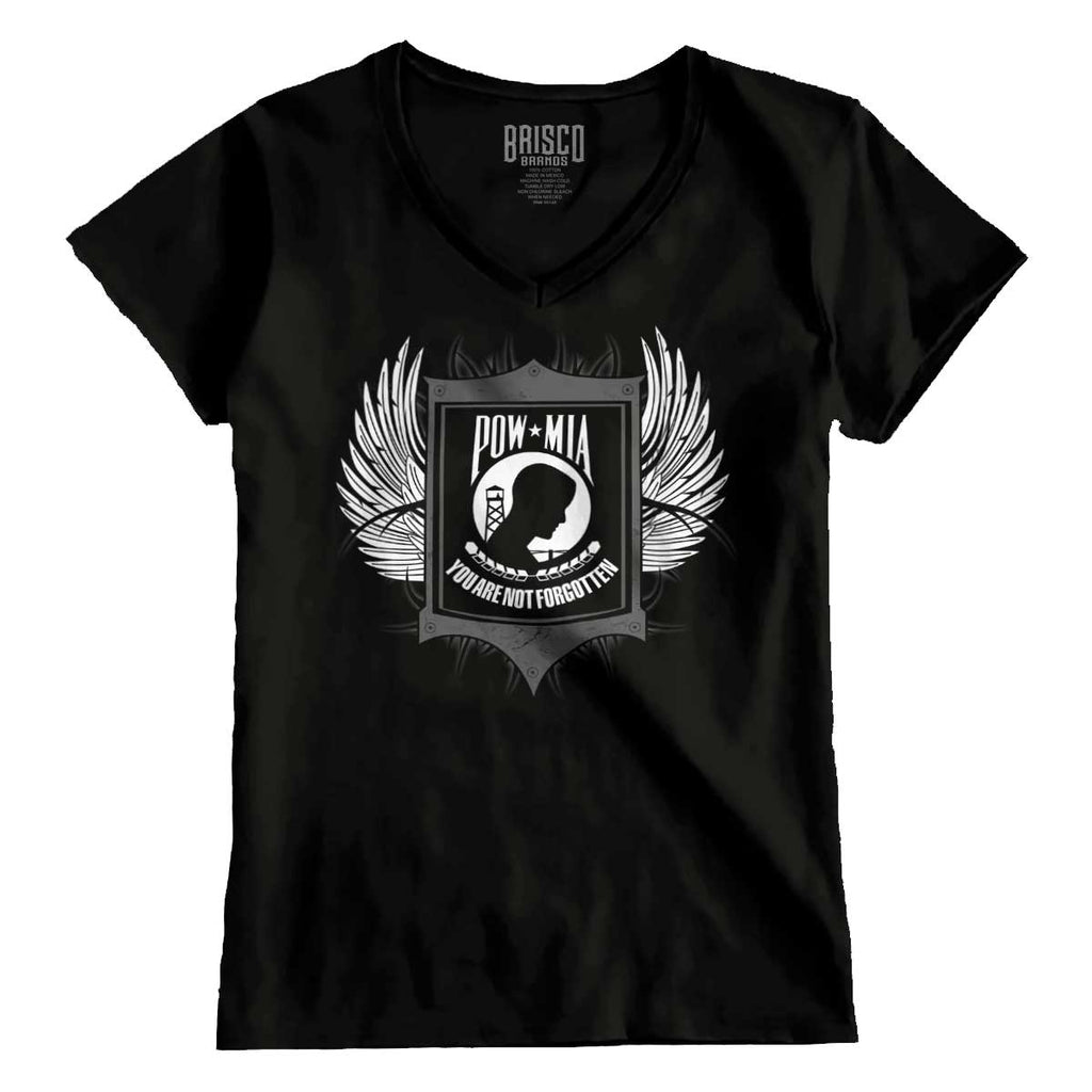 Black1|POW MIA You Are Not Forgotten Junior Fit V-Neck T-Shirt|Tactical Tees