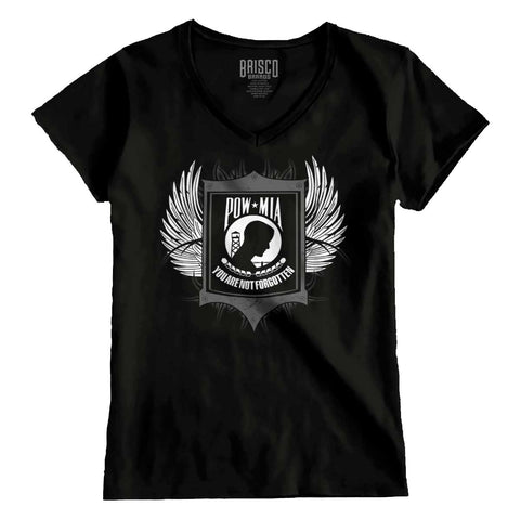 Black|POW MIA You Are Not Forgotten Junior Fit V-Neck T-Shirt|Tactical Tees
