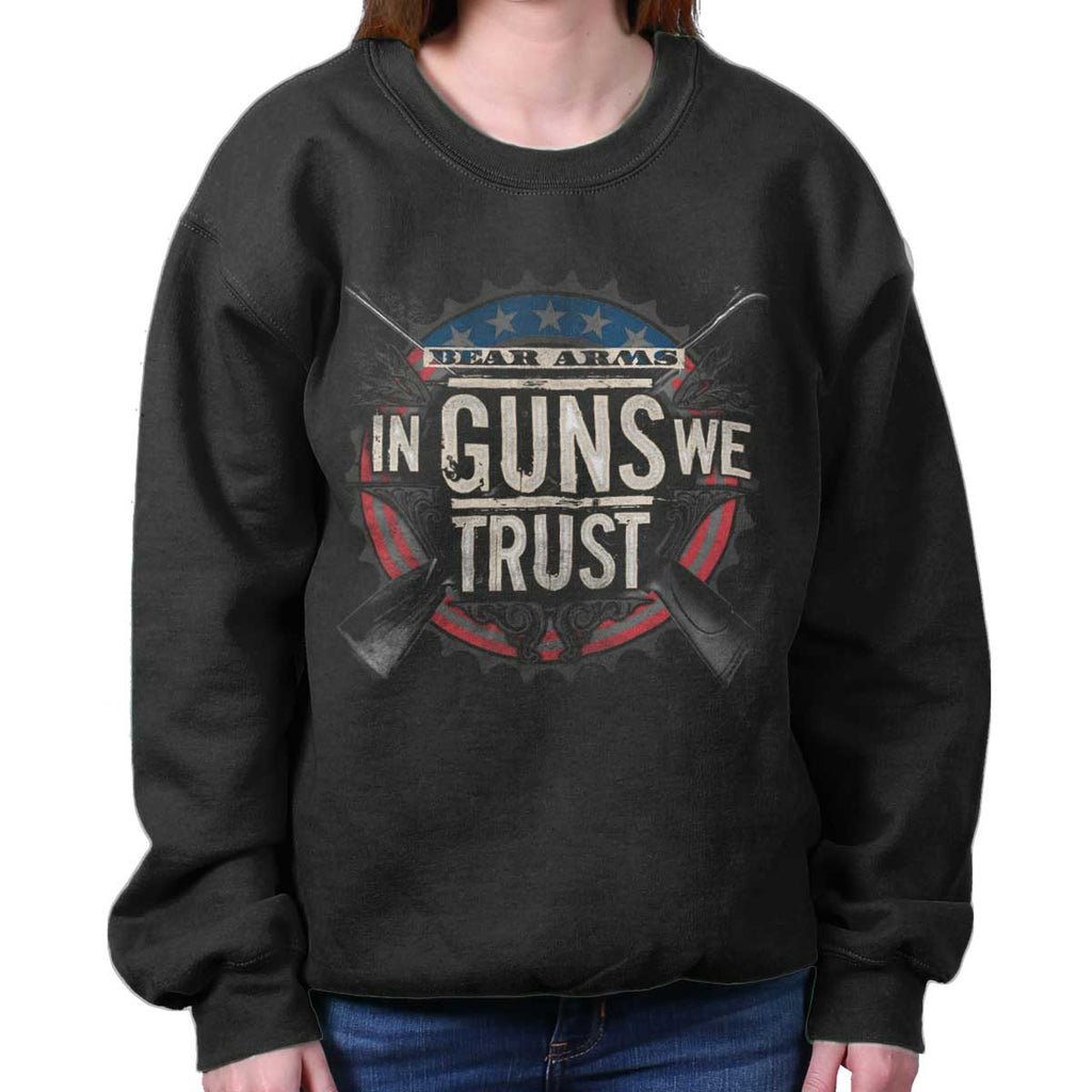 Black|In Guns We Trust Crewneck Sweatshirt|Tactical Tees