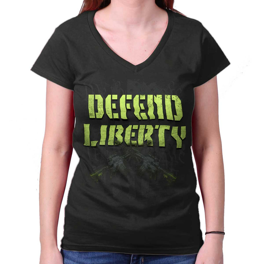 Black|Defend Liberty Junior Fit V-Neck T-Shirt|Tactical Tees