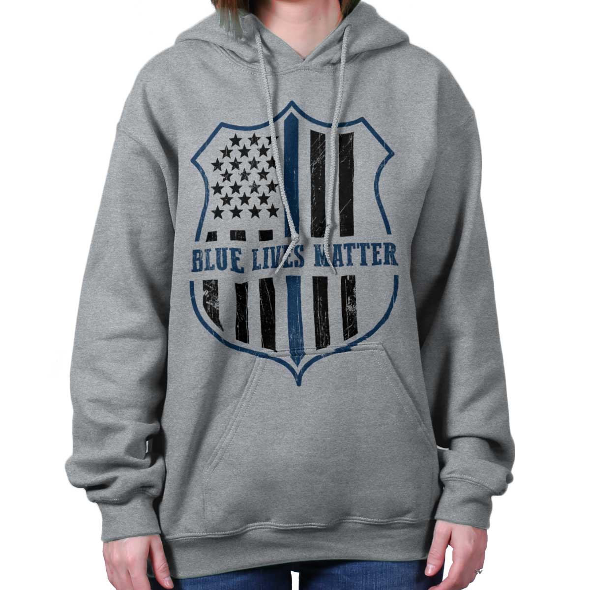 SportGrey|Blue Lives Matter Flag Hoodie|Tactical Tees