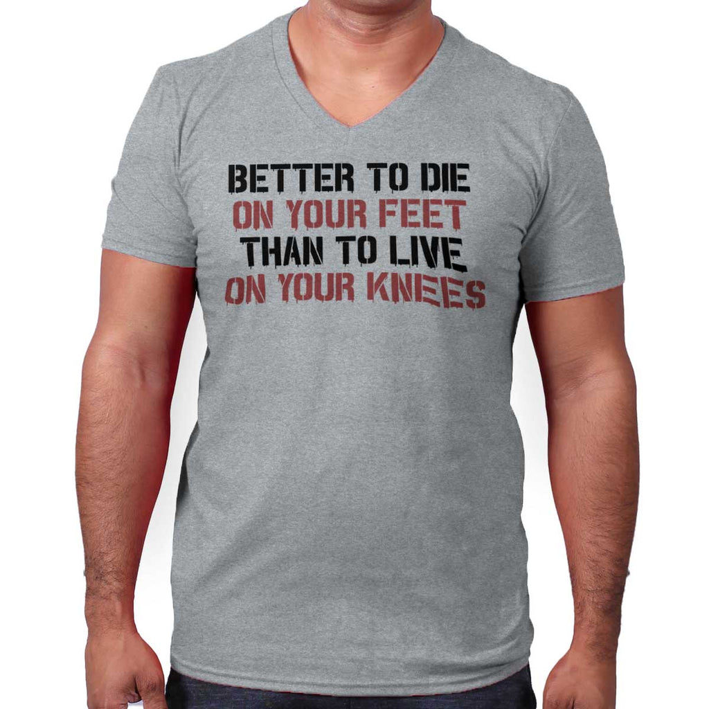 SportGrey|Die on Your Feet V-Neck T-Shirt|Tactical Tees