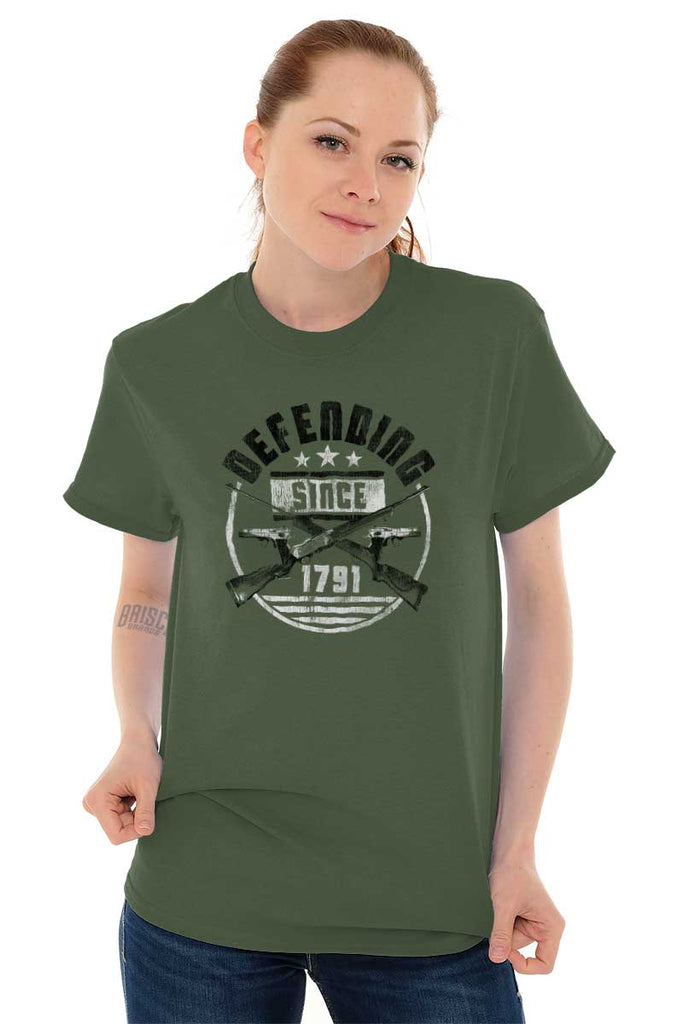 Female_MilitaryGreen2|Defending Since T-Shirt|Tactical Tees