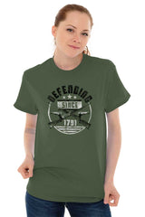 Female_MilitaryGreen2|Defending Since T-Shirt|Tactical Tees
