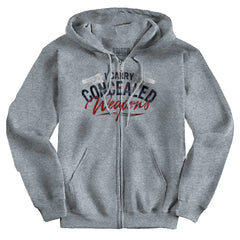 SportGrey1|I Carry Concealed Weapons Zip Hoodie|Tactical Tees
