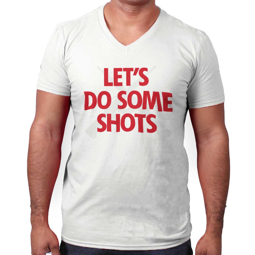 White|Lets Do Shots V-Neck T-Shirt|Tactical Tees