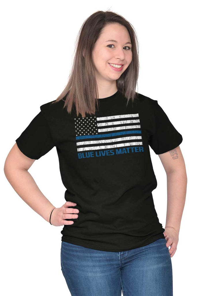 Female_Black2|Blue Lives Matter Flag T-Shirt|Tactical Tees