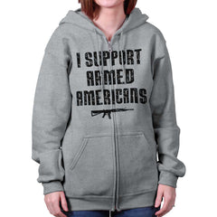 SportGrey|Support Armed Americans Zip Hoodie|Tactical Tees