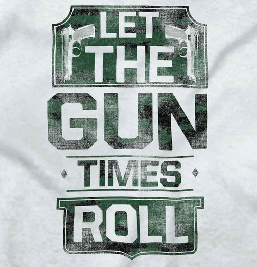 White2|Let The Gun Times Roll Junior Fit V-Neck T-Shirt|Tactical Tees