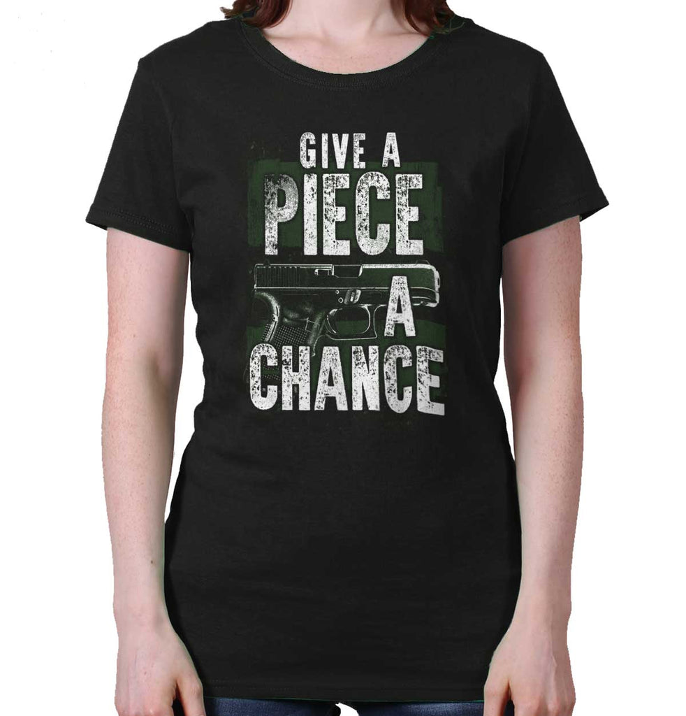 Black|Give Piece a Chance Ladies T-Shirt|Tactical Tees