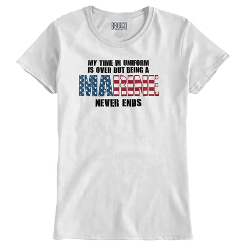 White|Marine Never Ends Ladies T-Shirt|Tactical Tees