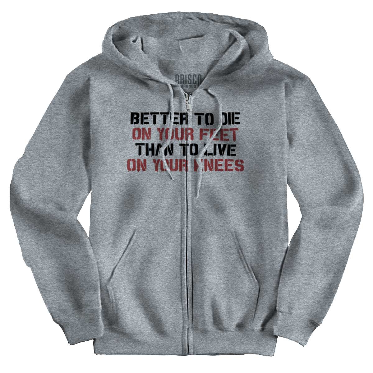 SportGrey1|Die on Your Feet Zip Hoodie|Tactical Tees