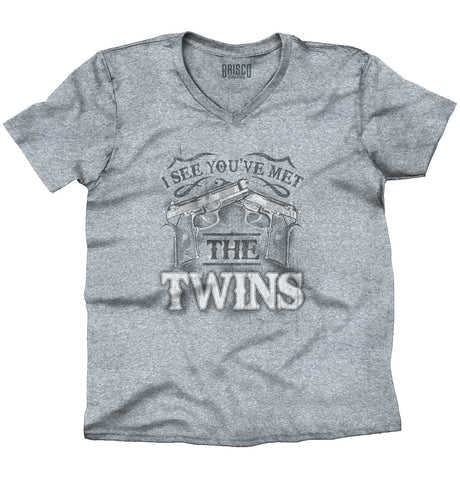 SportGrey|I See Youve Met The Twins V-Neck T-Shirt|Tactical Tees