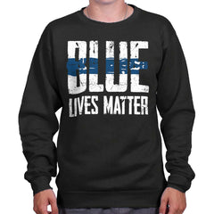 Black|Blue Lives Matter Line Crewneck Sweatshirt|Tactical Tees