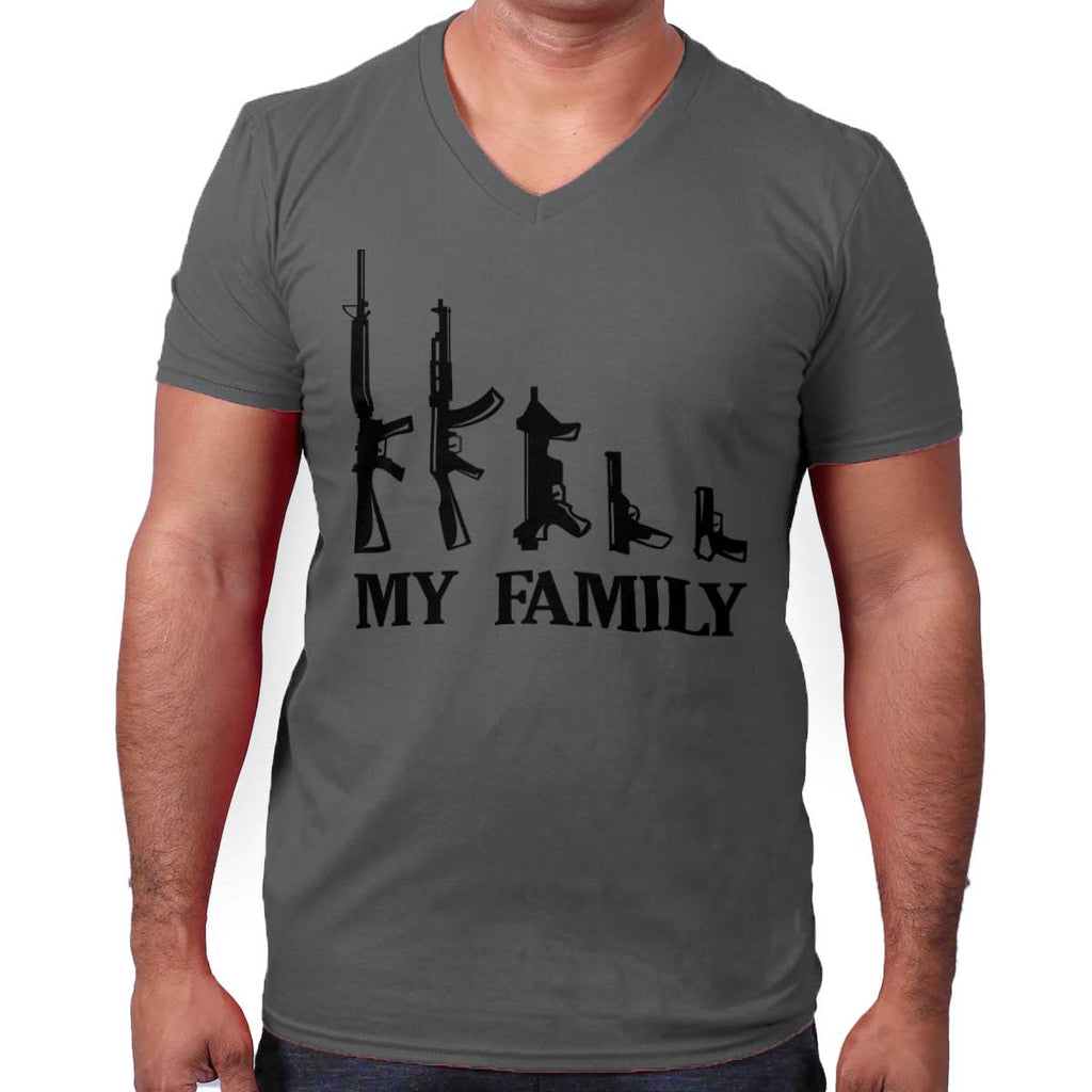 Charcoal|My Family V-Neck T-Shirt|Tactical Tees