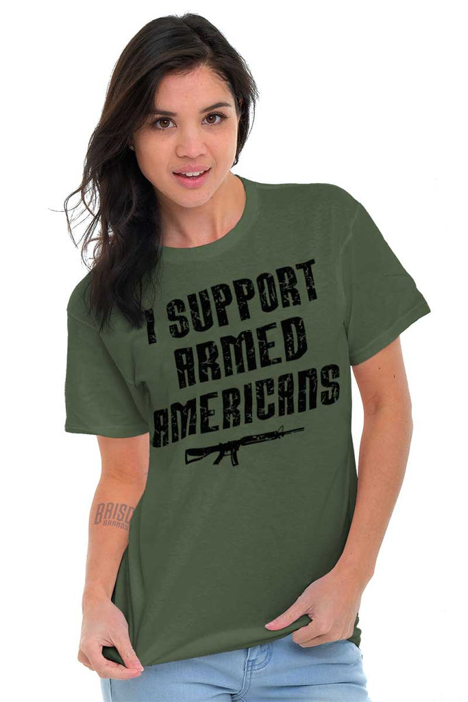 Female_MilitaryGreen2|Support Armed Americans T-Shirt|Tactical Tees