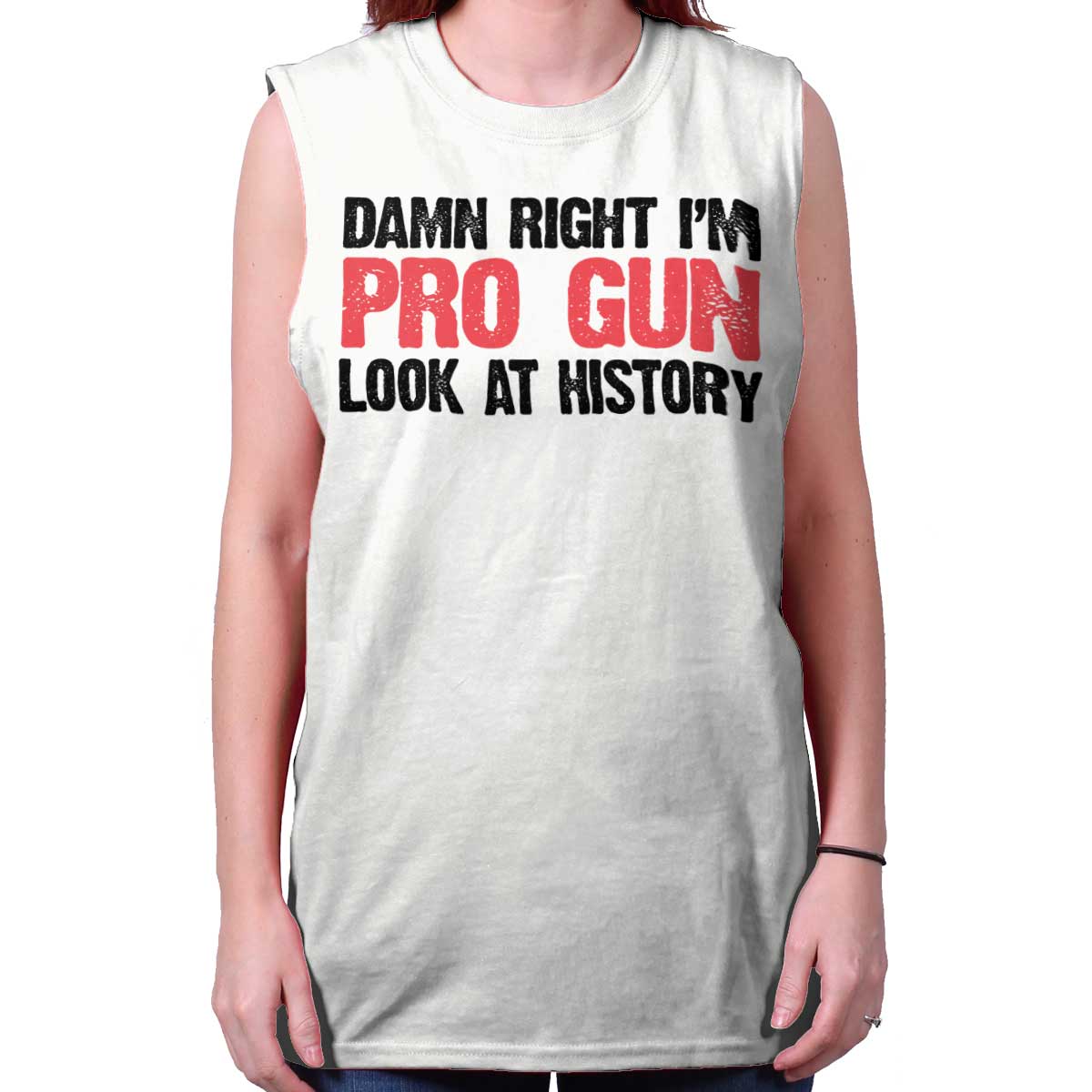 White|Pro Gun Sleeveless T-Shirt|Tactical Tees