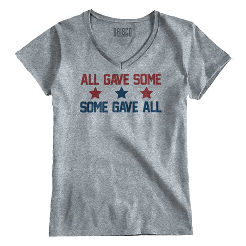 SportGrey|Some Gave All Junior Fit V-Neck T-Shirt|Tactical Tees
