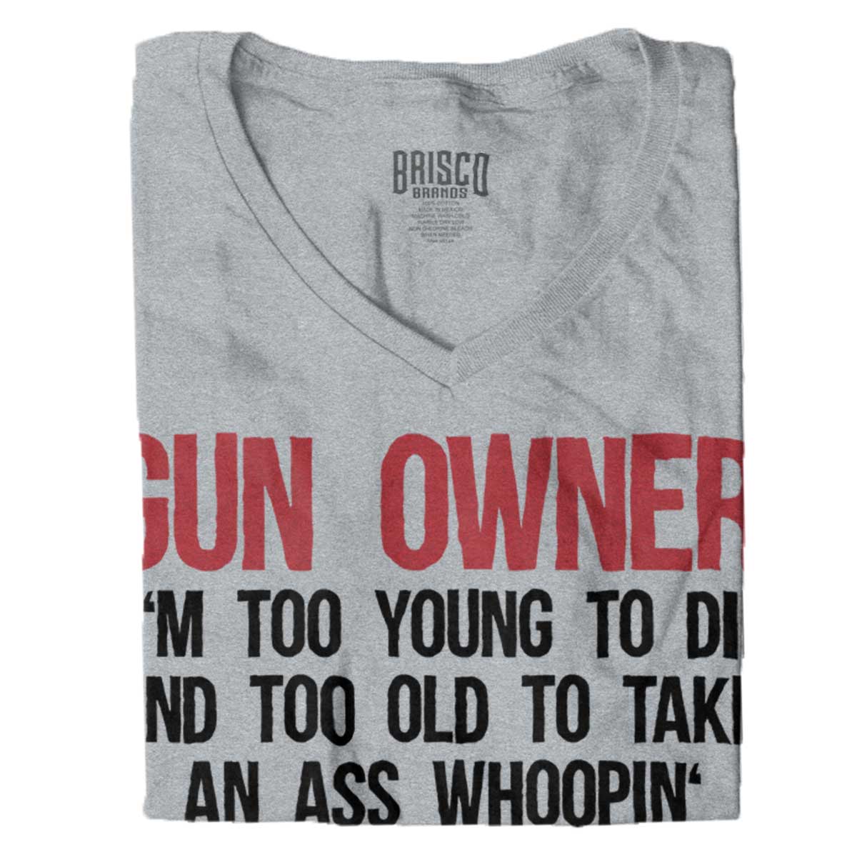 SportGrey|Gun Owner Too Young Junior Fit V-Neck T-Shirt|Tactical Tees
