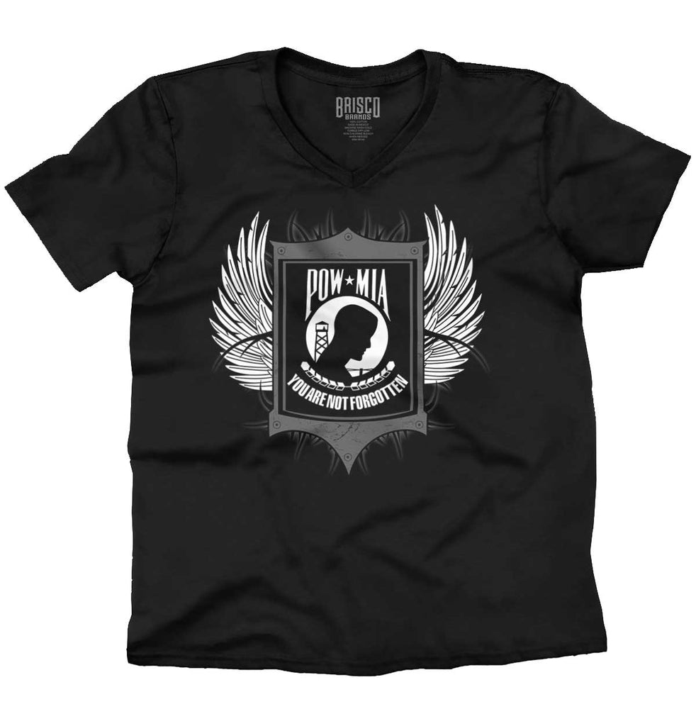 Black1|POW MIA You Are Not Forgotten V-Neck T-Shirt|Tactical Tees